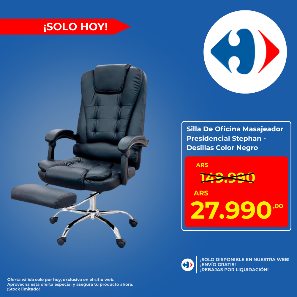 Silla De Oficina Masajeador Presidencial Stephan - Desillas Color Negro