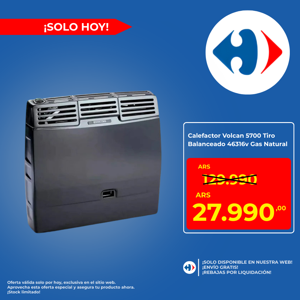 Calefactor Volcan 5700 Tiro Balanceado 46316v GAS NATURAL