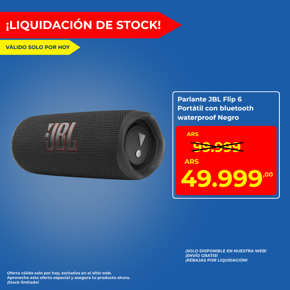 Parlante JBL Flip 6 Portátil con bluetooth waterproof Negro